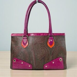 💜RARE Etro Pink Purple Paisley Handbag